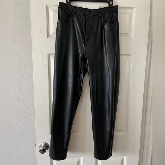 Vegan Leather Ankle Straight Pants, 31L - Picture 2 of 6